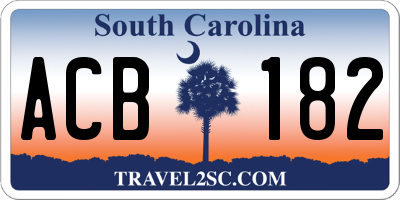 SC license plate ACB182
