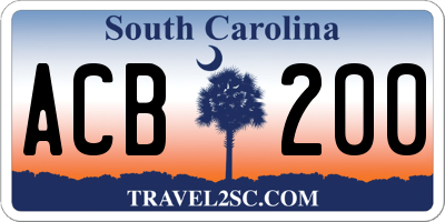 SC license plate ACB200