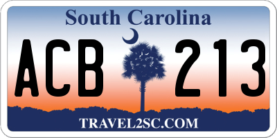 SC license plate ACB213