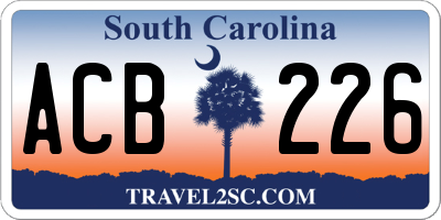 SC license plate ACB226