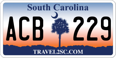 SC license plate ACB229