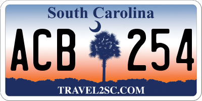 SC license plate ACB254