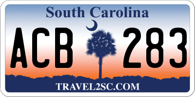 SC license plate ACB283