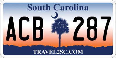 SC license plate ACB287