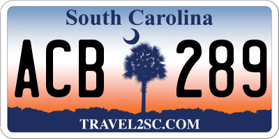 SC license plate ACB289