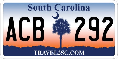 SC license plate ACB292