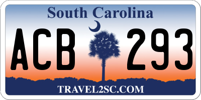 SC license plate ACB293