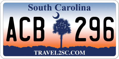 SC license plate ACB296
