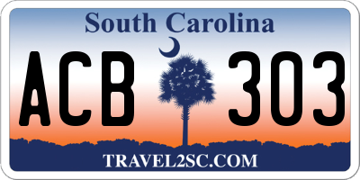 SC license plate ACB303