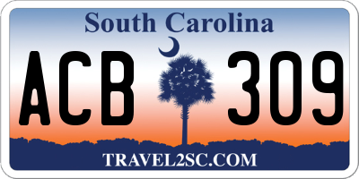 SC license plate ACB309