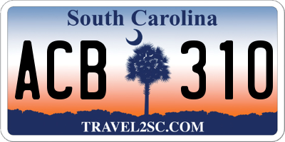 SC license plate ACB310