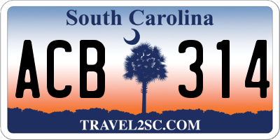 SC license plate ACB314