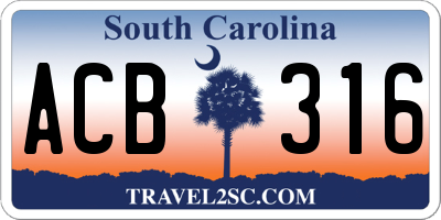 SC license plate ACB316