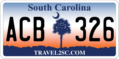 SC license plate ACB326