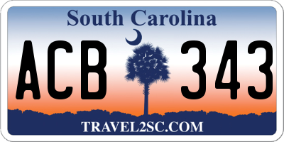 SC license plate ACB343
