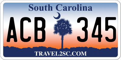 SC license plate ACB345