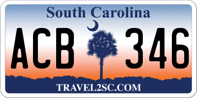 SC license plate ACB346