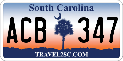 SC license plate ACB347