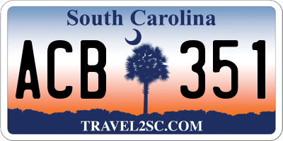 SC license plate ACB351