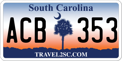 SC license plate ACB353