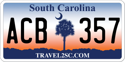 SC license plate ACB357