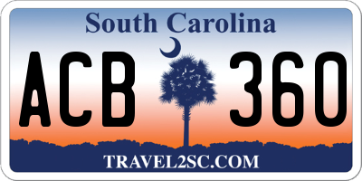 SC license plate ACB360
