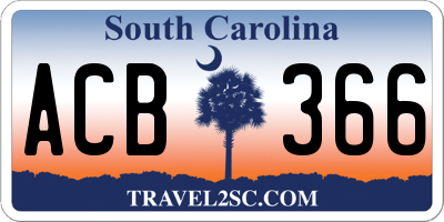 SC license plate ACB366