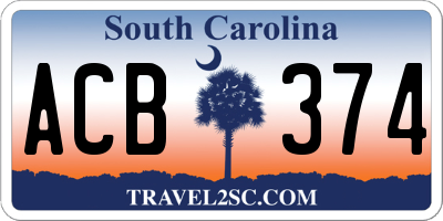 SC license plate ACB374
