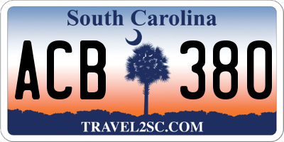 SC license plate ACB380
