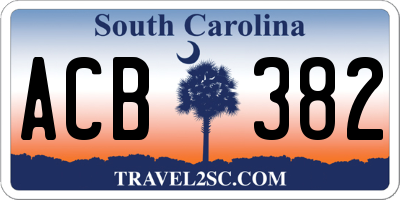 SC license plate ACB382