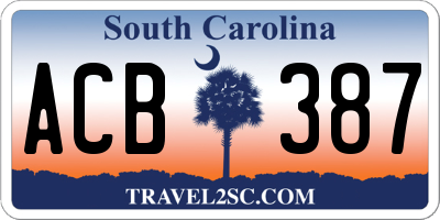 SC license plate ACB387