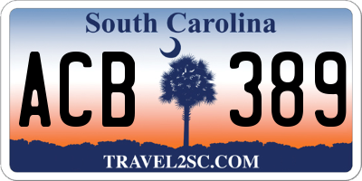SC license plate ACB389
