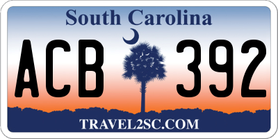 SC license plate ACB392