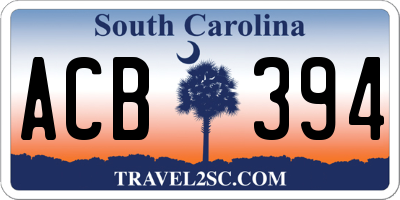 SC license plate ACB394