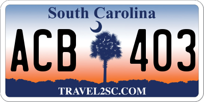 SC license plate ACB403
