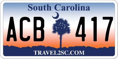 SC license plate ACB417