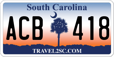 SC license plate ACB418