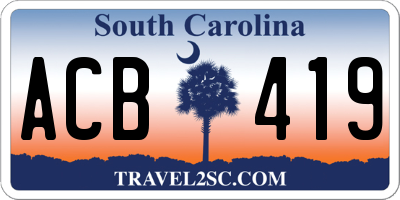 SC license plate ACB419