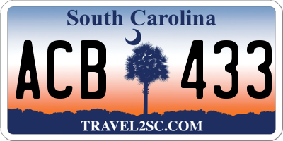 SC license plate ACB433