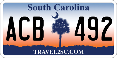 SC license plate ACB492
