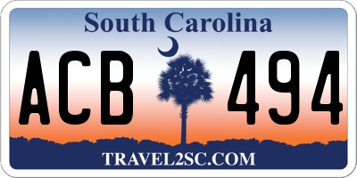 SC license plate ACB494