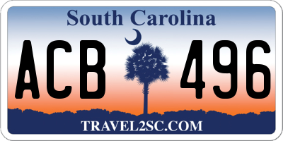 SC license plate ACB496