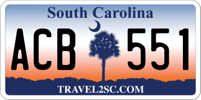 SC license plate ACB551