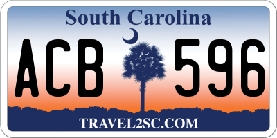 SC license plate ACB596