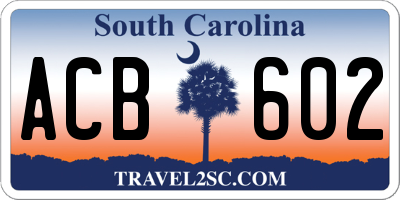 SC license plate ACB602