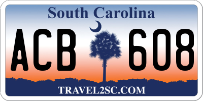 SC license plate ACB608