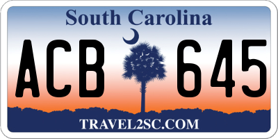 SC license plate ACB645