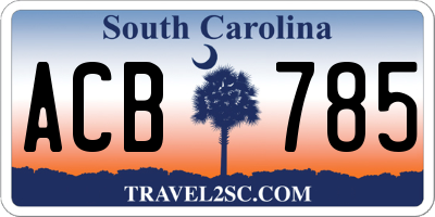 SC license plate ACB785
