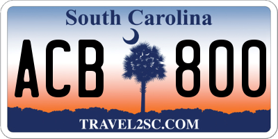 SC license plate ACB800