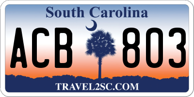 SC license plate ACB803
